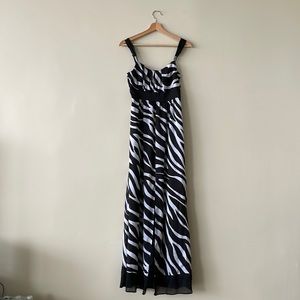 White House Back Market Zebra Print Empire Dress